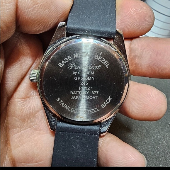 Precision By Gruen Mens Quartz Date Just Watch Working Silver Tone Blue Dial - Picture 7 of 8